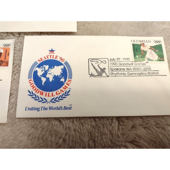 Goodwill Games 1990 Seattle Washington Set of 3 Stamps & Envelopes Unused - Picture 3 of 4